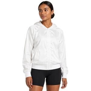 Z by Zella Windbreaker Jacket Full Zip Hoodie White Womens Medium Active Workout